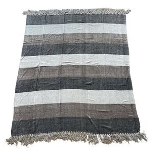 NOS Vintage Colorado Timberline Home Jacquard Chenille Blanket 50"x60" Tri Color